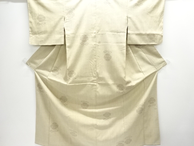 JAPANESE KIMONO / SILK / YUKI TSUMUGI / WOVEN CAMELLIA